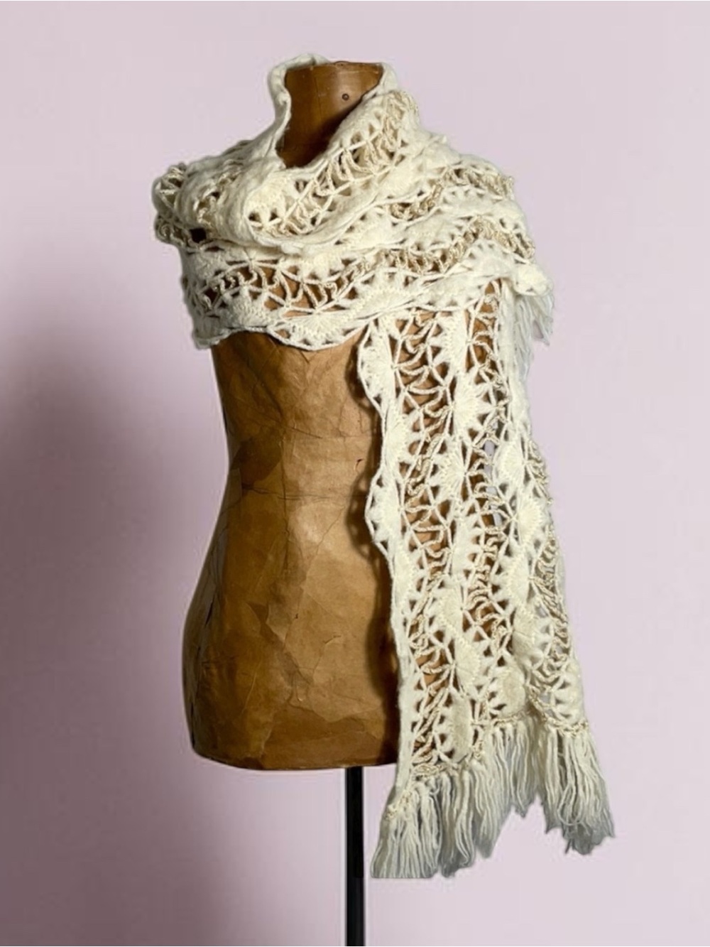 Winter White Scarf w/ Gold Thread